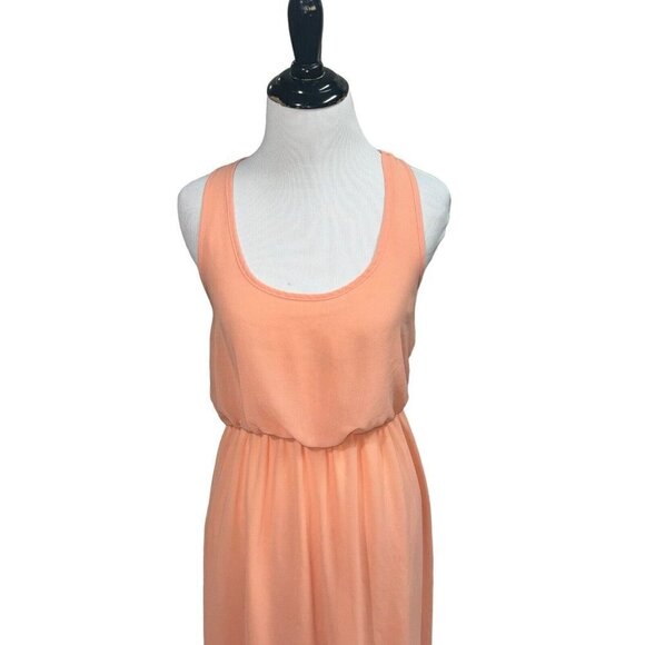 Anthropologie Pins & Needles Women's Size XS Maxi Dress Chiffon Sleeveless Peach - Picture 2 of 8